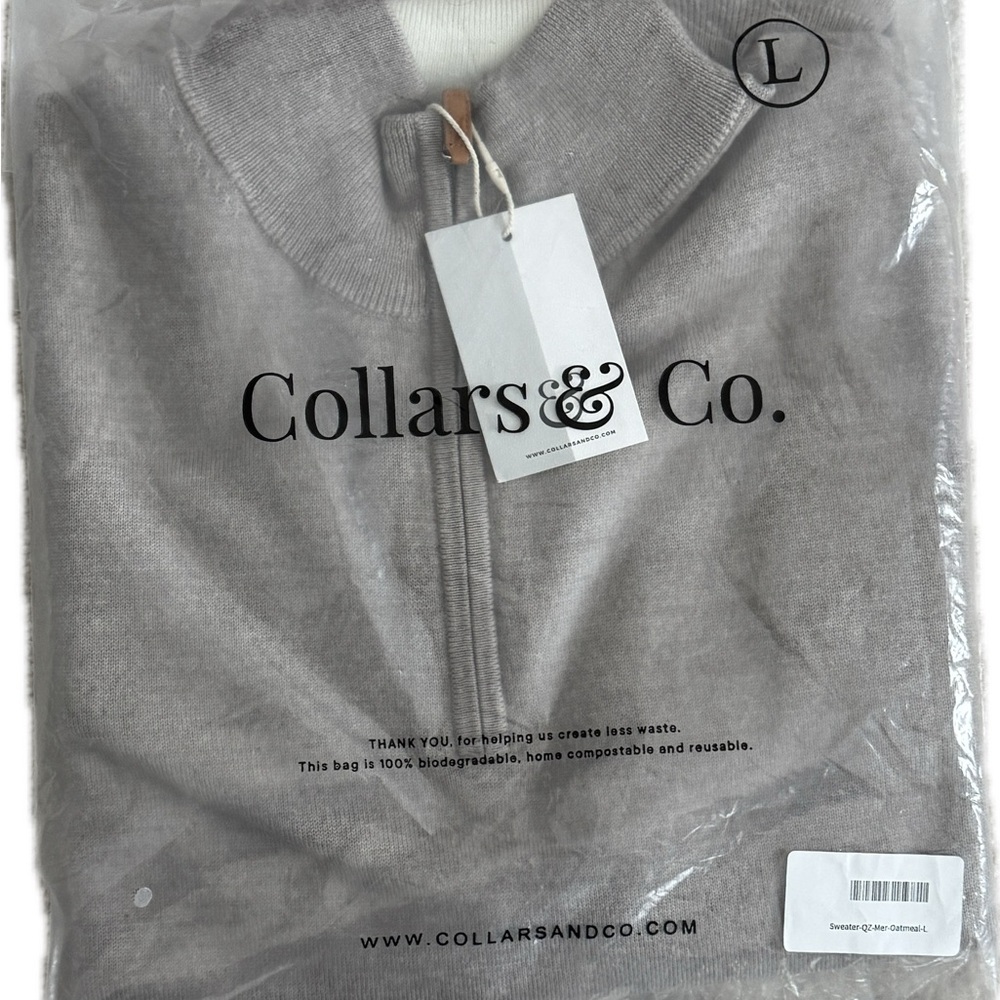 Collars & Co. Oatmeal 1/4 Zip men’s Large